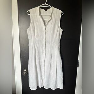 Theory White Sleeveless Midi Dress